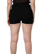 Black Viscose High Waisted Hot Pants Shorts