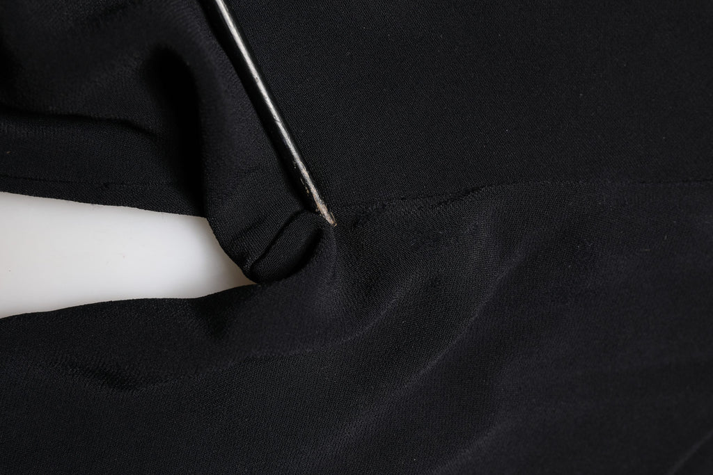 Black Viscose Mid Waist Cropped Women Pants