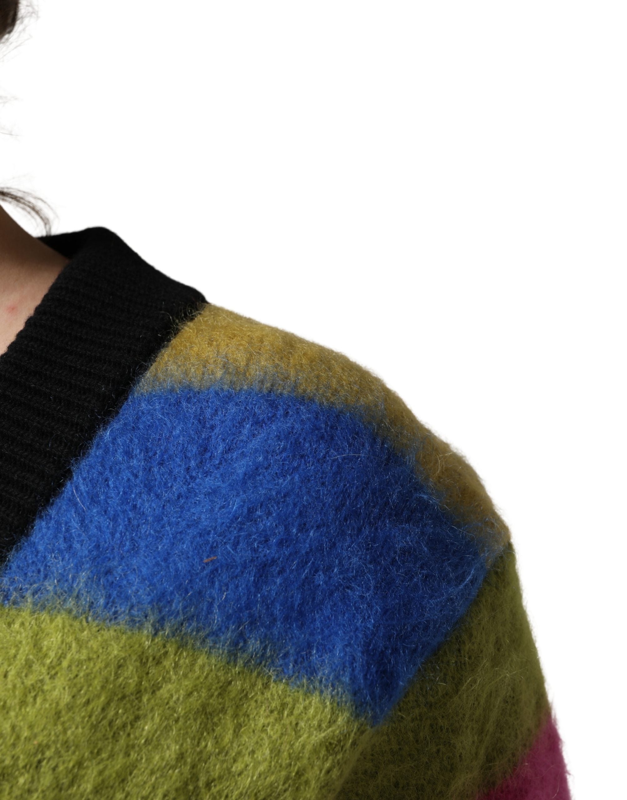 Multicolor Stripes V-neck Pullover Sweater