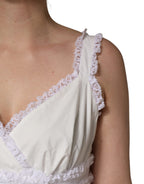 White Cotton Sleeveless Lace Maxi Dress