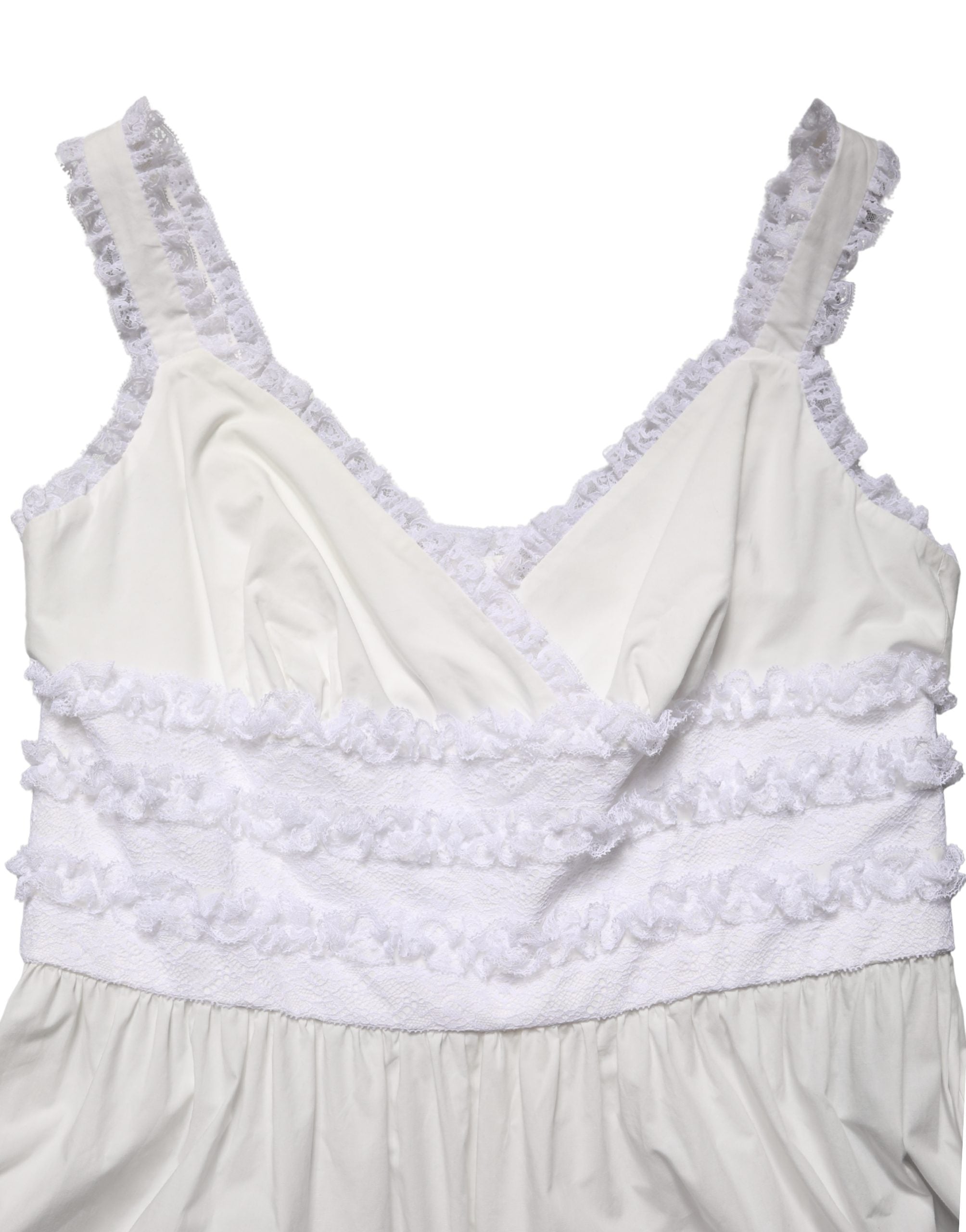 White Cotton Sleeveless Lace Maxi Dress