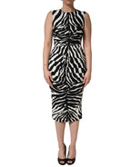 Black White Zebra Cady Calf Length Dress