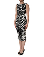 Black White Zebra Cady Calf Length Dress