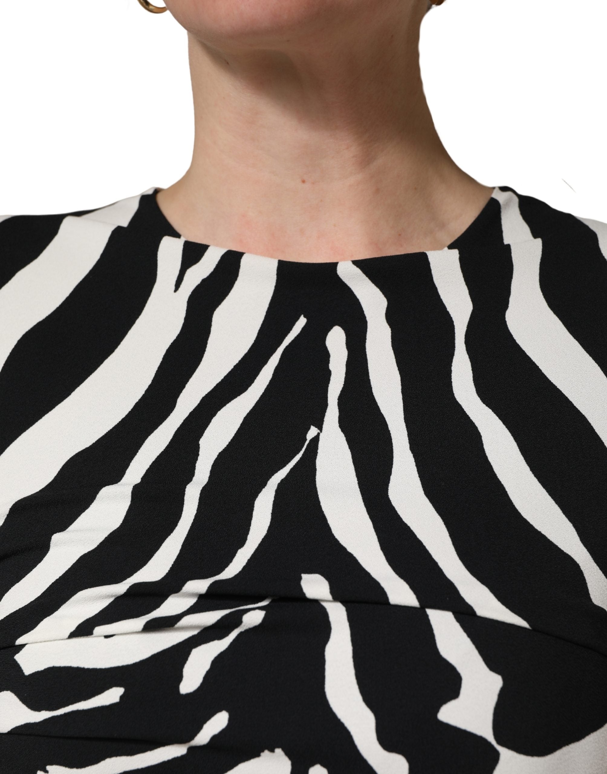 Black White Zebra Cady Calf Length Dress
