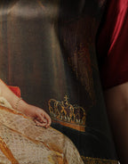 Maroon Royal Crown Dress Queen Painting Silk  T-shirt