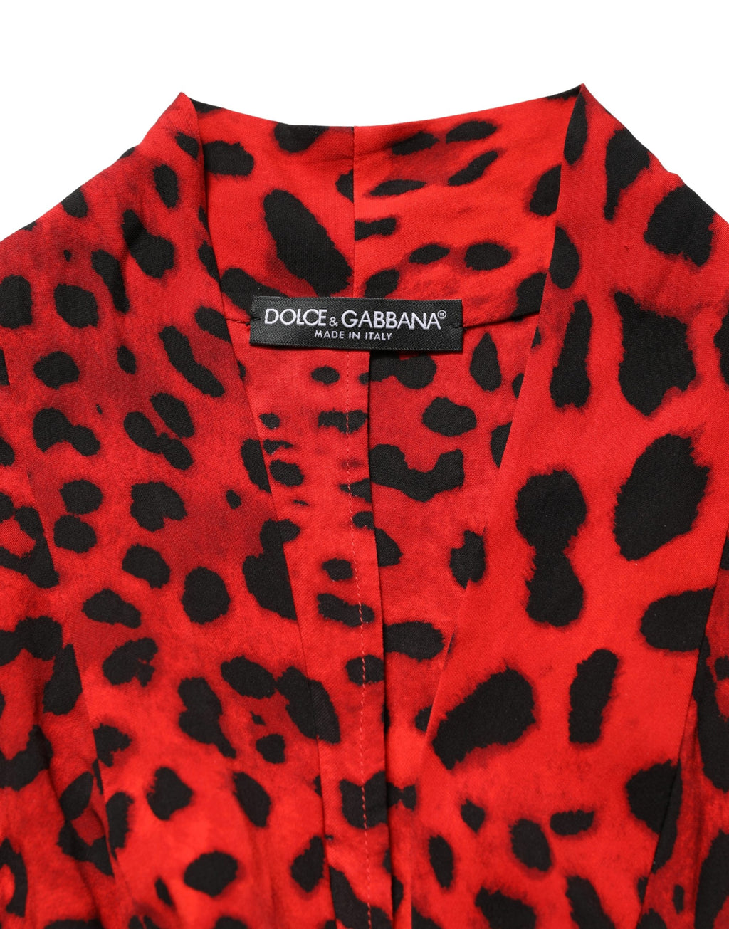 Red Leopard Print Long Sleeves Blouse Top