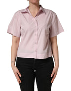 LightPink Cotton Collared Buttoned Blouse  Top