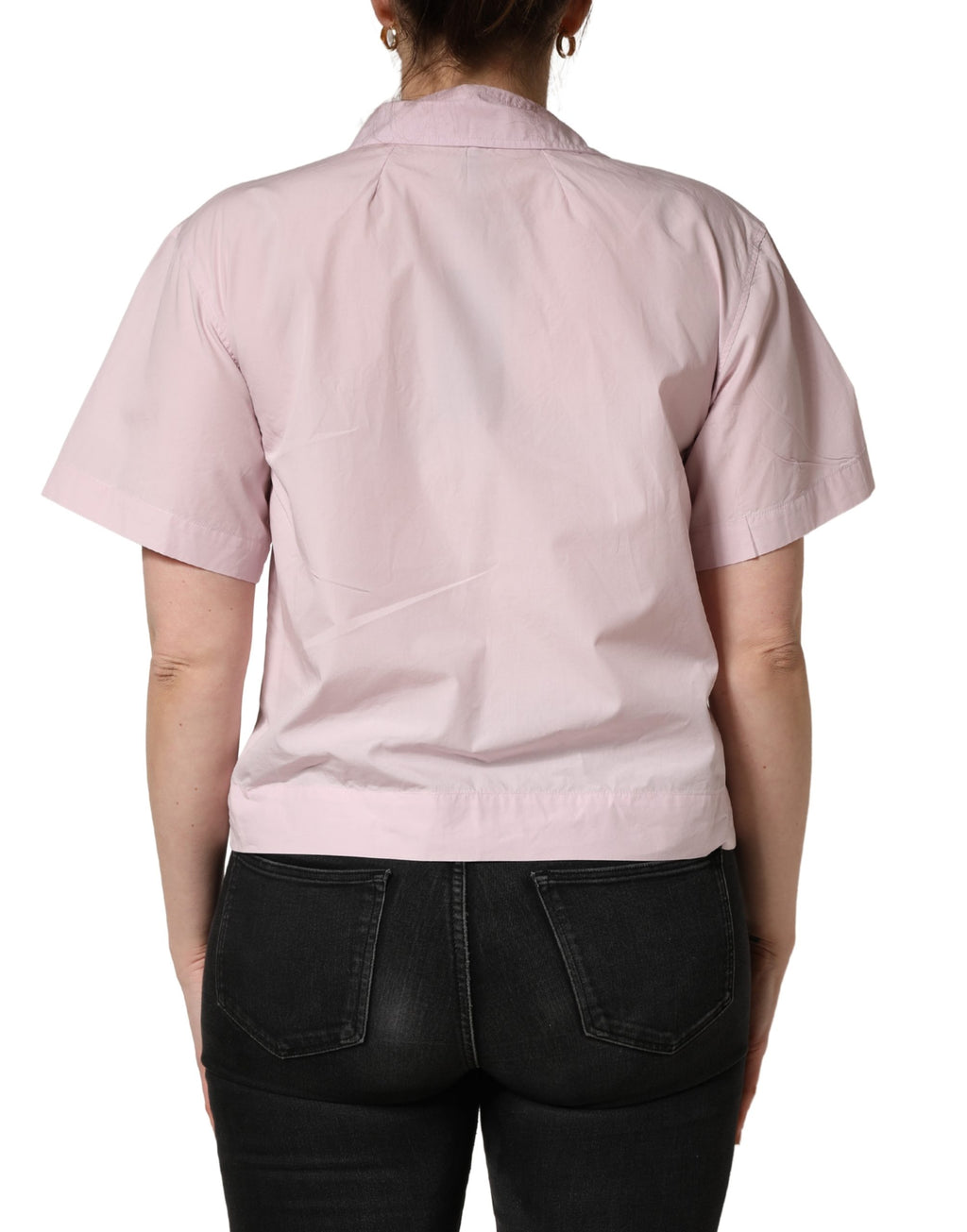 LightPink Cotton Collared Buttoned Blouse  Top