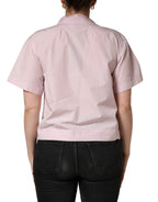 LightPink Cotton Collared Buttoned Blouse  Top