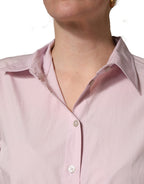 LightPink Cotton Collared Buttoned Blouse  Top