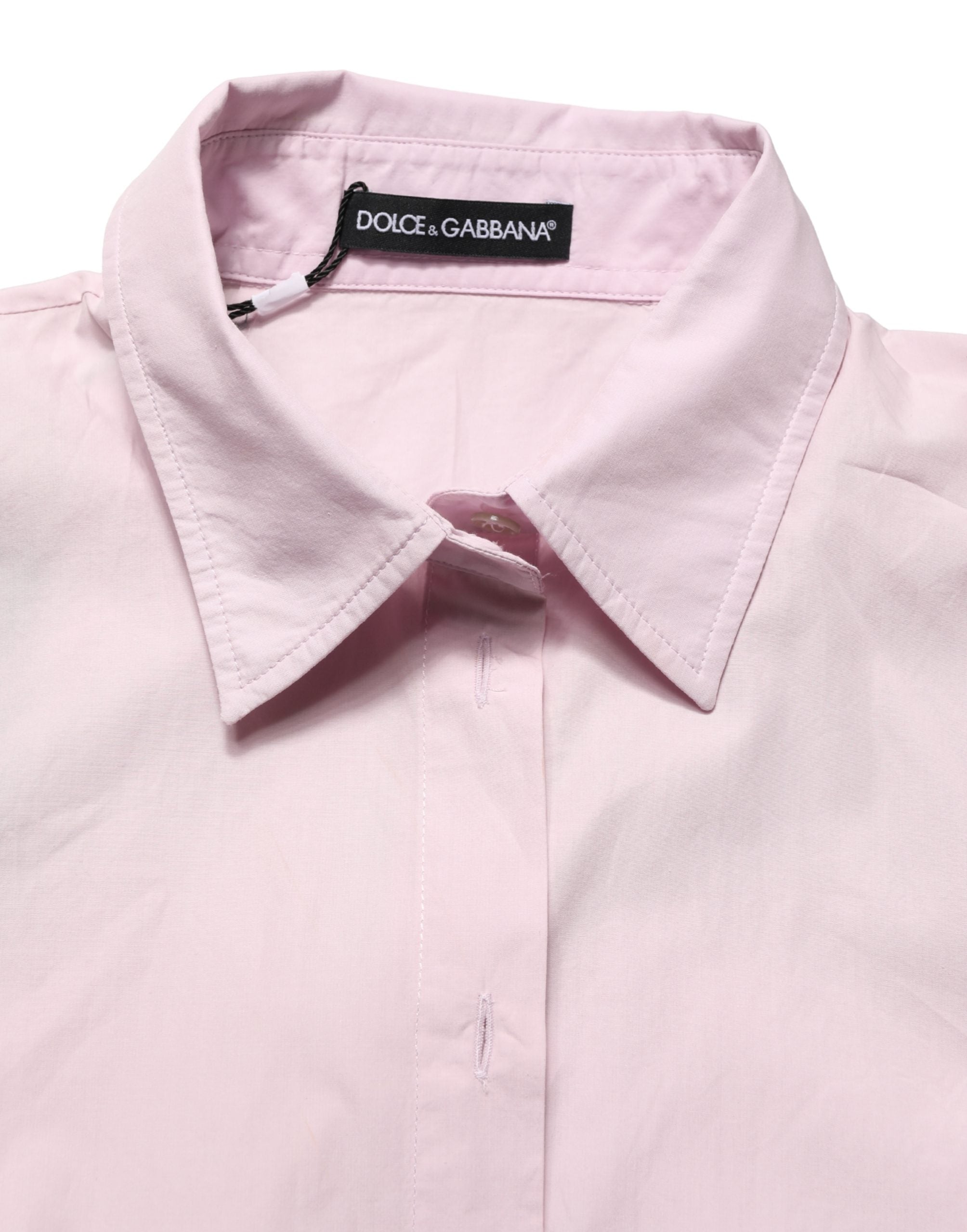 LightPink Cotton Collared Buttoned Blouse  Top