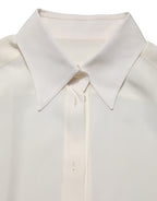 Off White Collared Long Sleeves Blouse Top