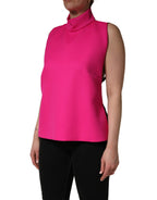 Hot Pink Wool Backless Sleeveless Tank Top