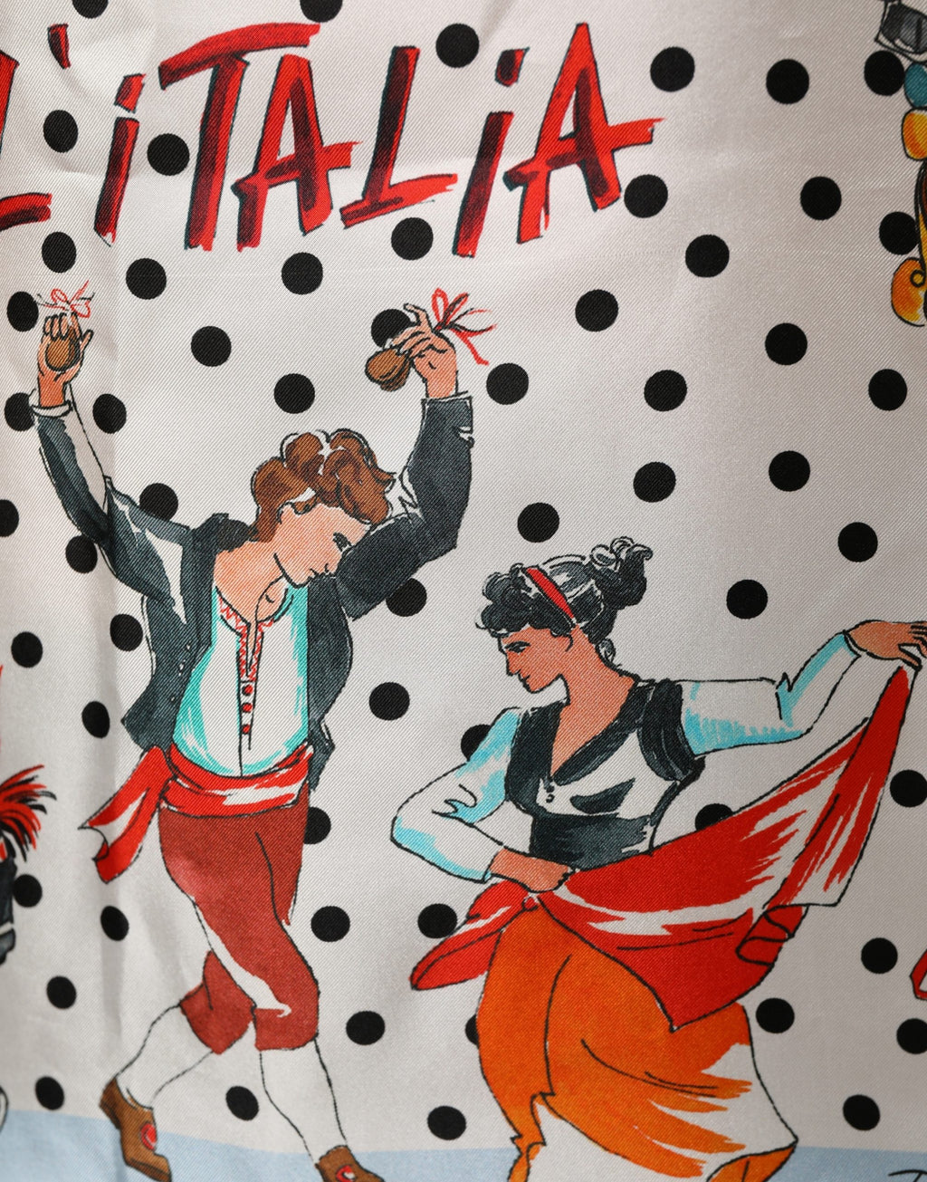 Multicolor Italy Scenes Graphic Silk Top