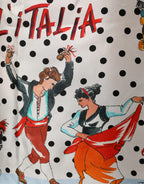 Multicolor Italy Scenes Graphic Silk Top