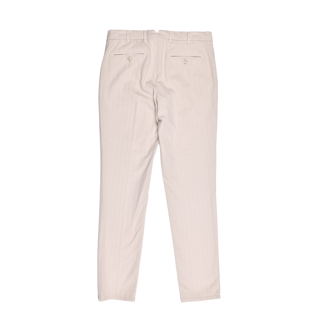 Beige Cotton Casual Pants