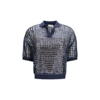 Blue Silk Polo Shirt
