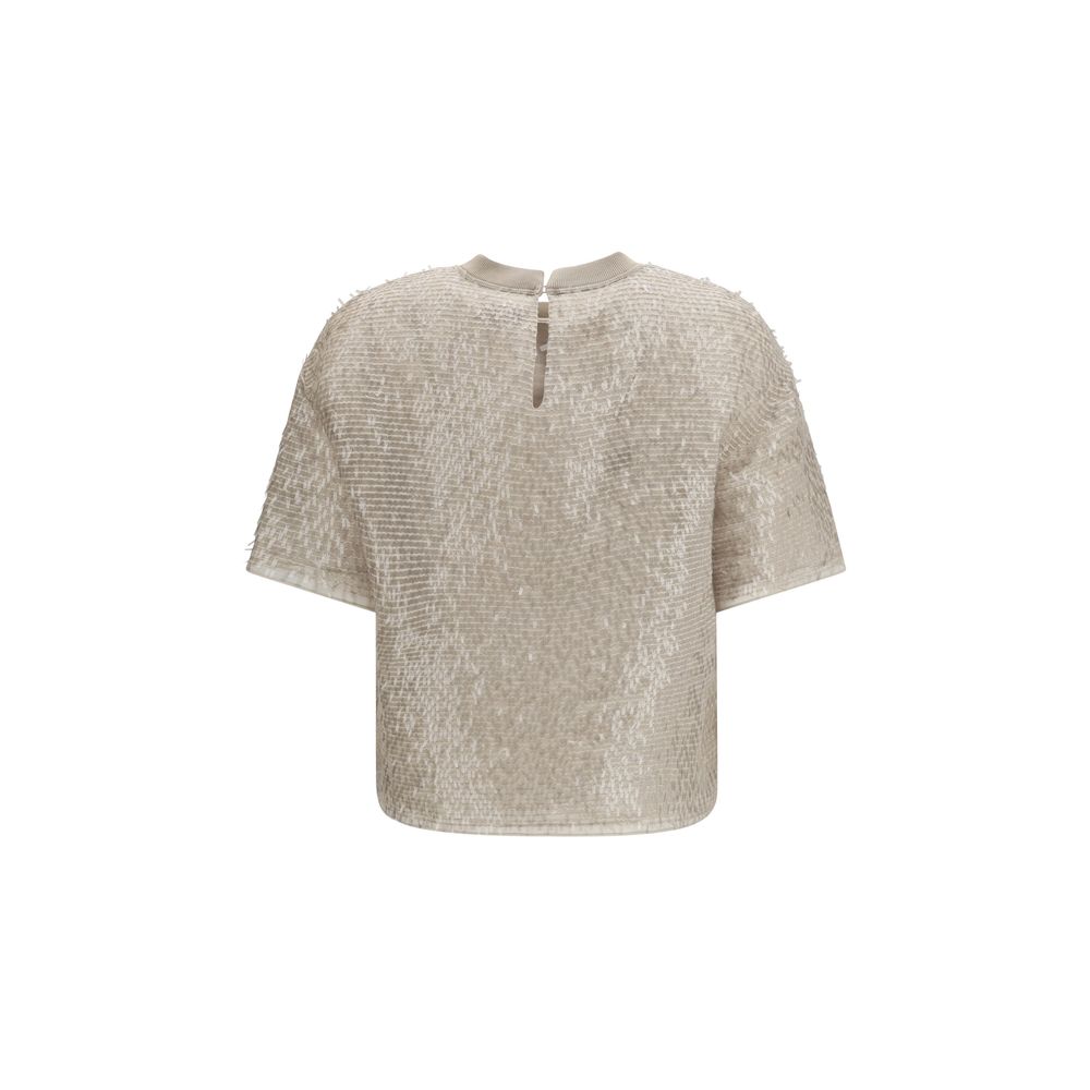 Beige Silk T-Shirt