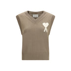Beige Fleece Wool Sleeveles Sweater