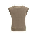 Beige Fleece Wool Sleeveles Sweater