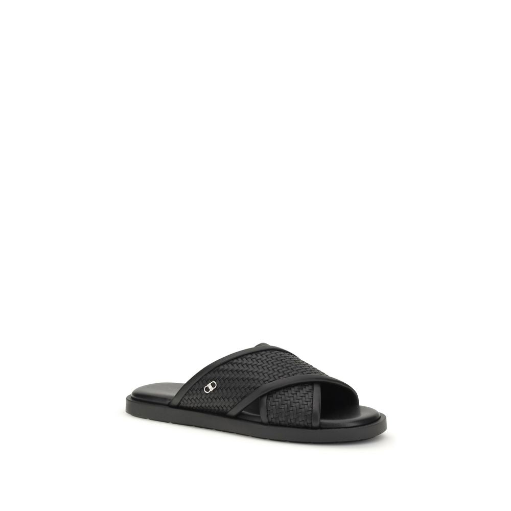 Black Calf Leather Bos Taurus Sandals