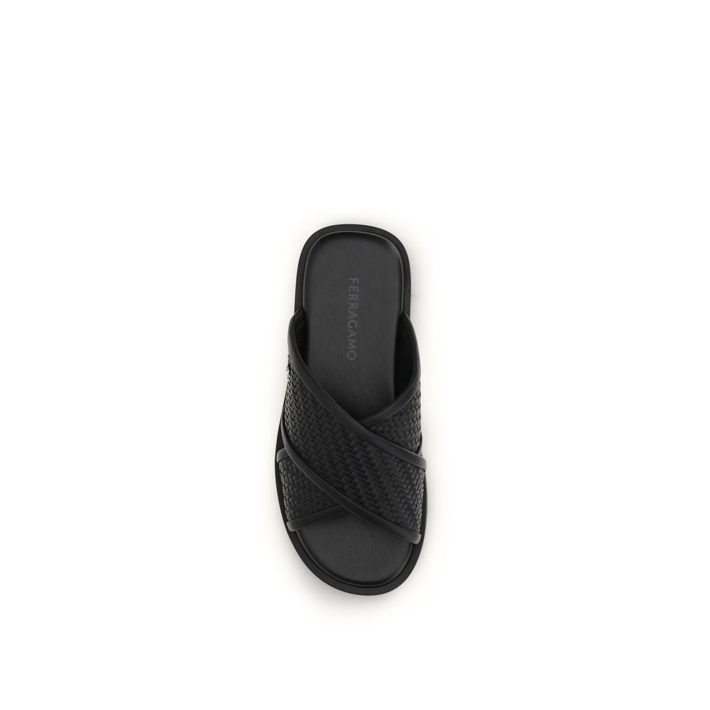 Black Calf Leather Bos Taurus Sandals