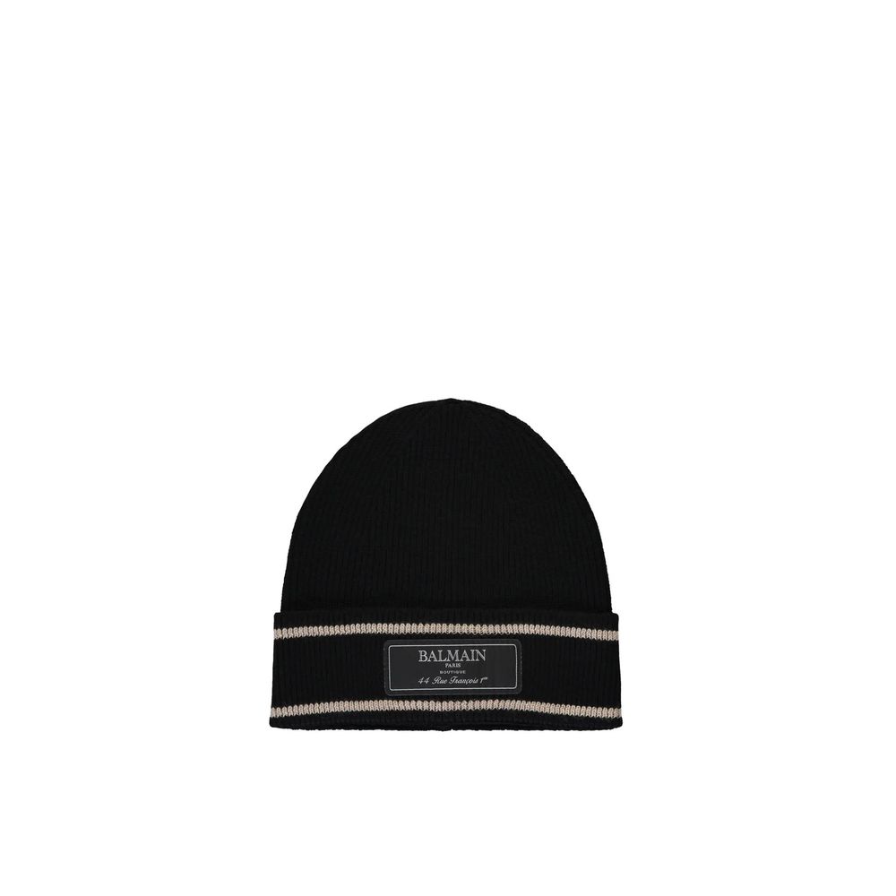 Black Merino Wool Beanie