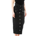 Black Cotton Midi Skirt
