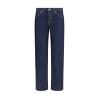 Blue Cotton Straight-Leg Jeans