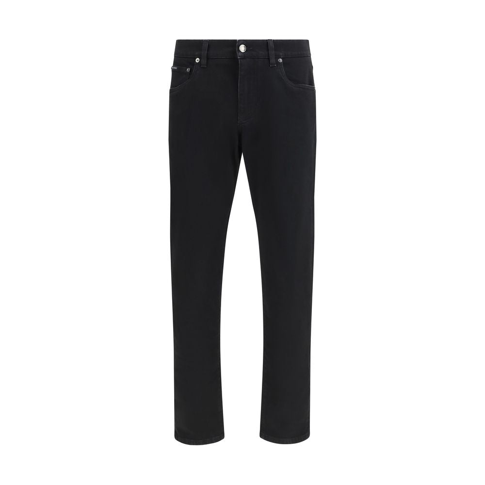 Black Cotton Slim Fit Jeans