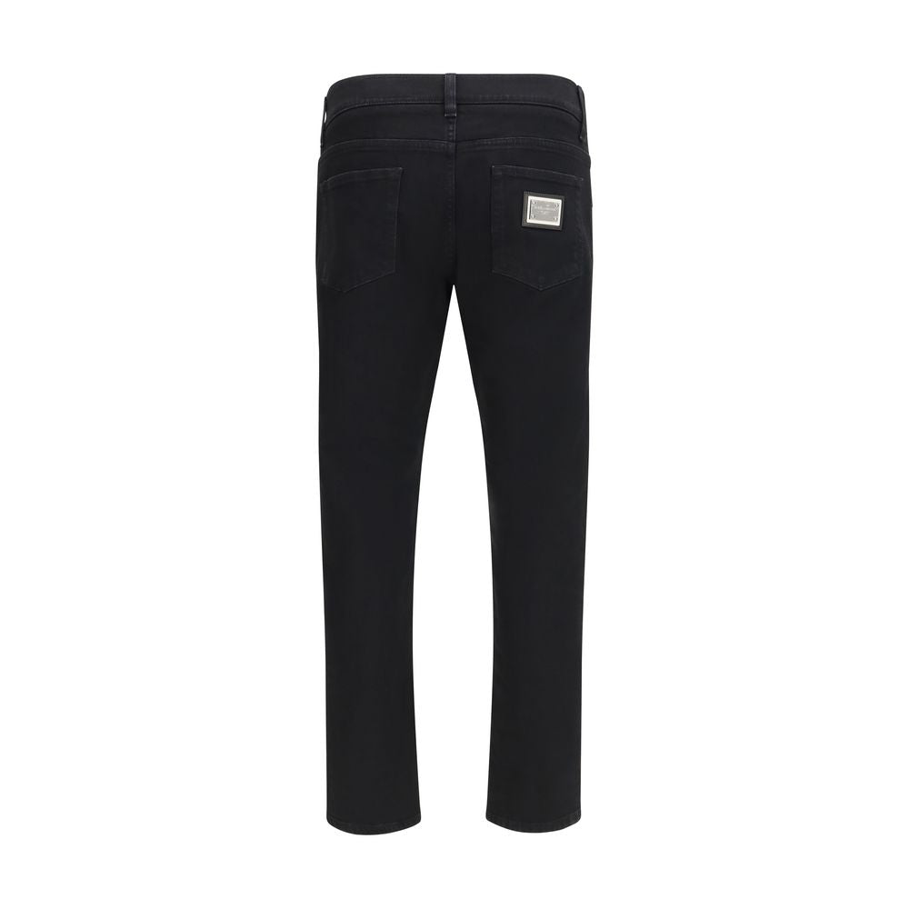 Black Cotton Slim Fit Jeans