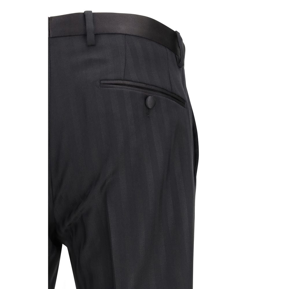 Black Fleece Wool Casual Pants