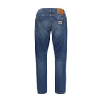Blue Cotton Straight-Leg Jeans