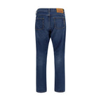 Blue Cotton Straight-Leg Jeans