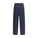 Blue Viscose Casual Pants
