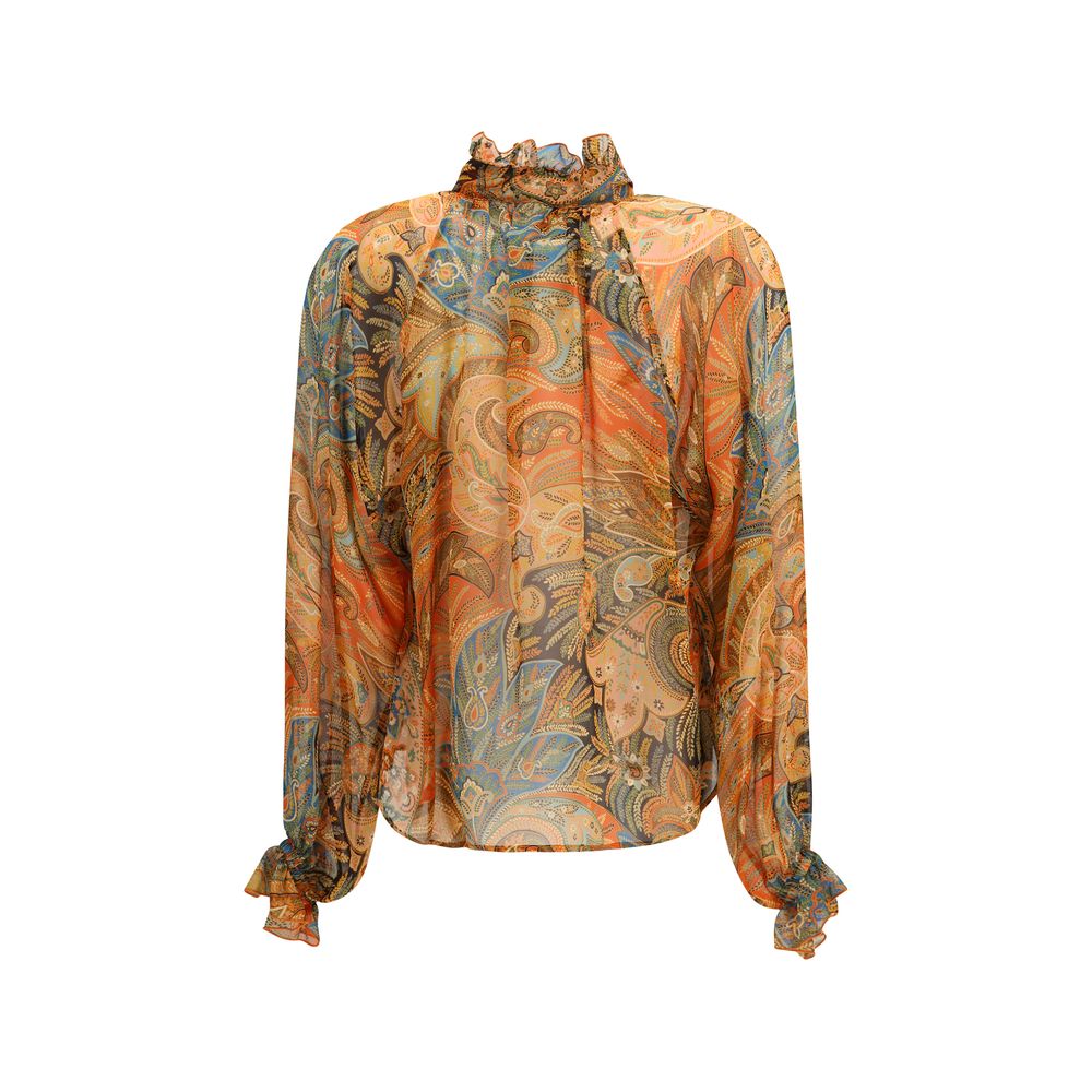 Orange Silk Pattern Shirt