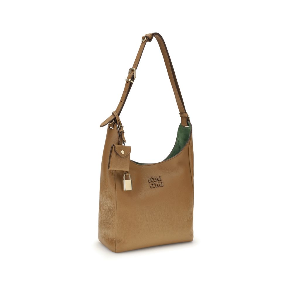 Beige Calf Leather Bos Taurus Shoulder Bag