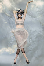 Multicolor Fibres Midi Dress