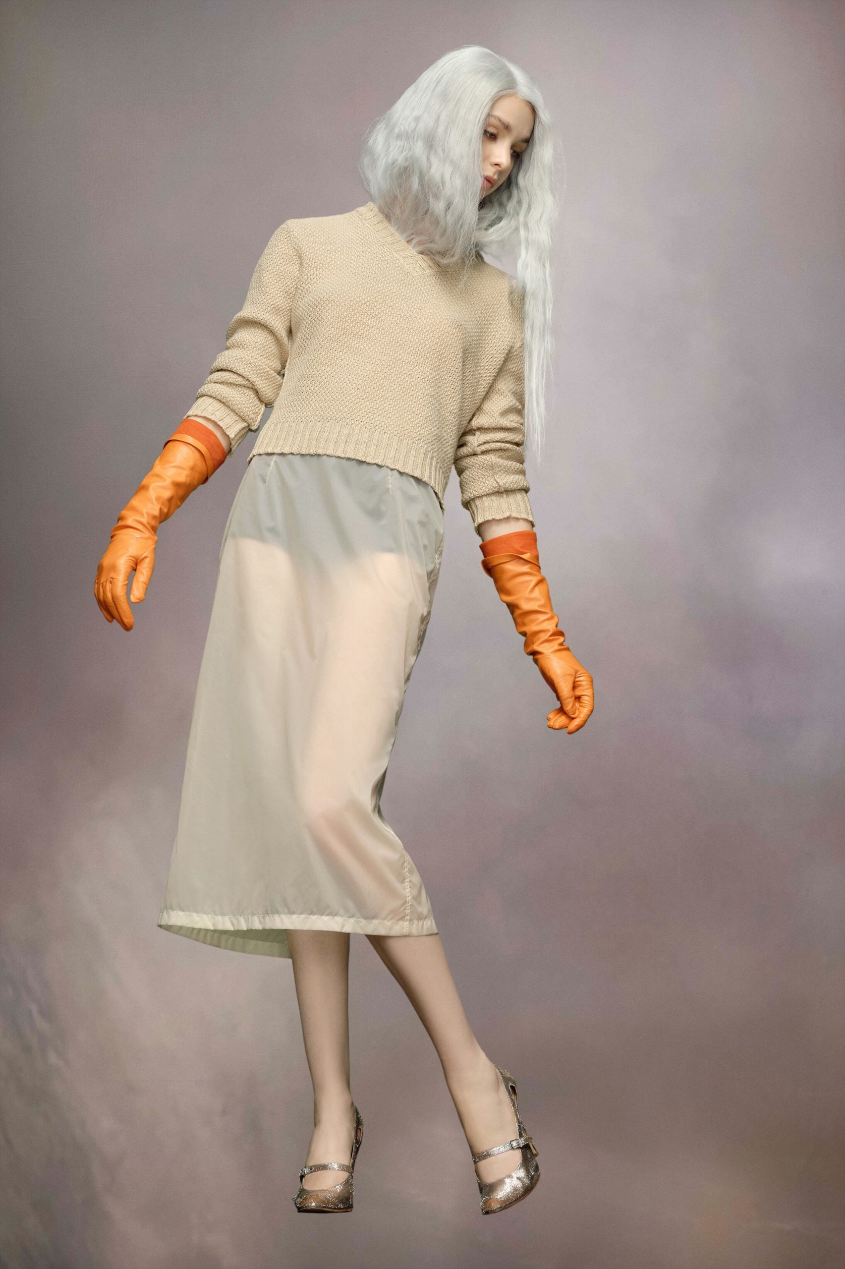 Yellow Fibres Midi Skirt