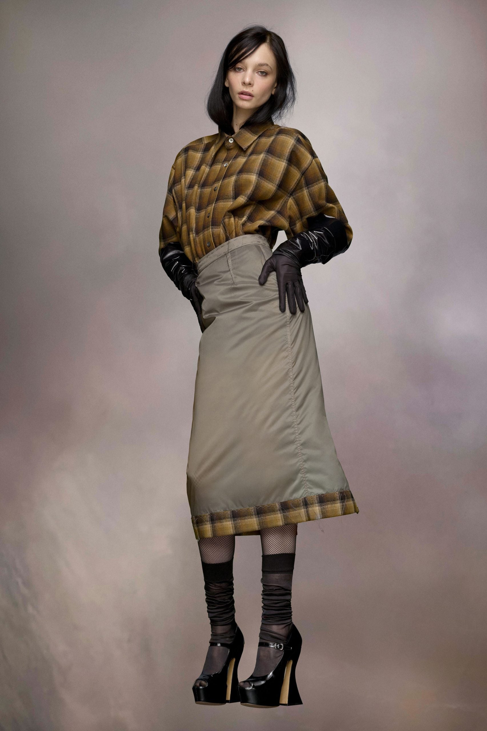 Gray Fibres Midi Skirt