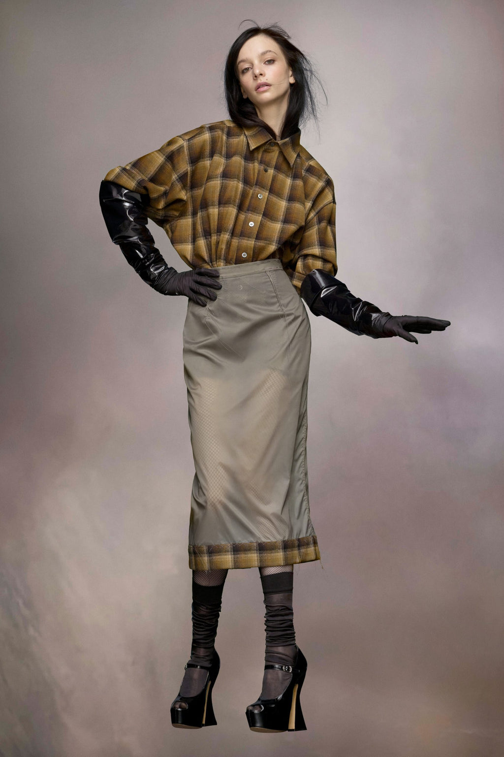 Gray Fibres Midi Skirt