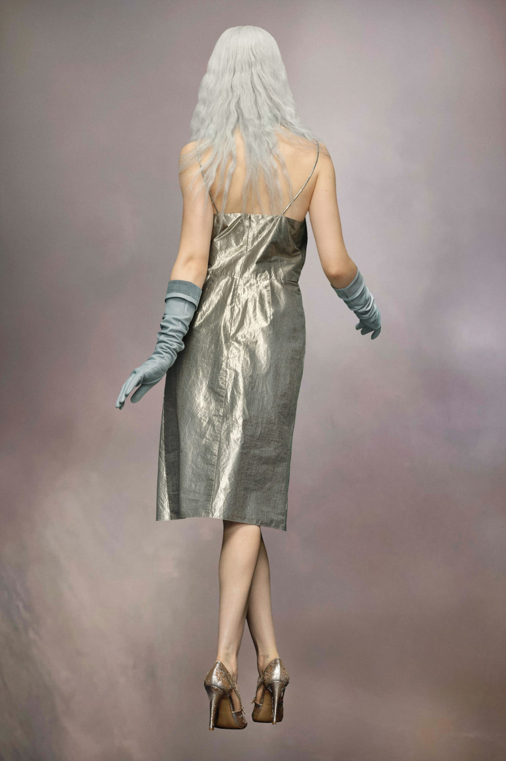 Silver Fibres Midi Skirt