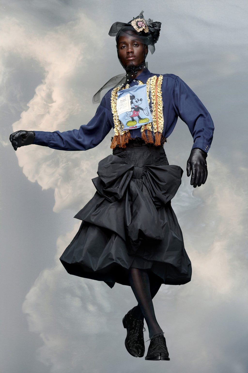 Black Fibres Midi Skirt