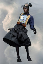 Black Fibres Midi Skirt