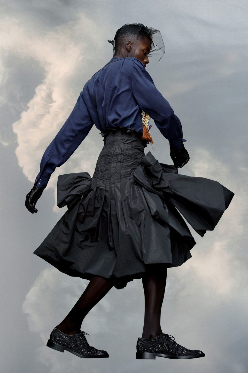 Black Fibres Midi Skirt