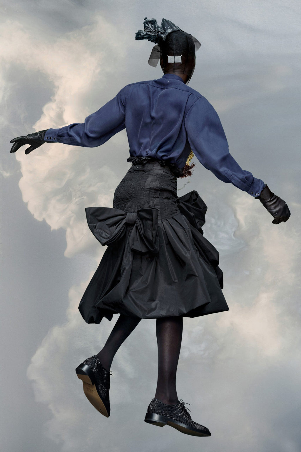 Black Fibres Midi Skirt