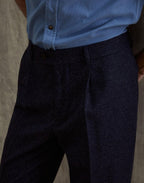 Blue Wool Casual Pants