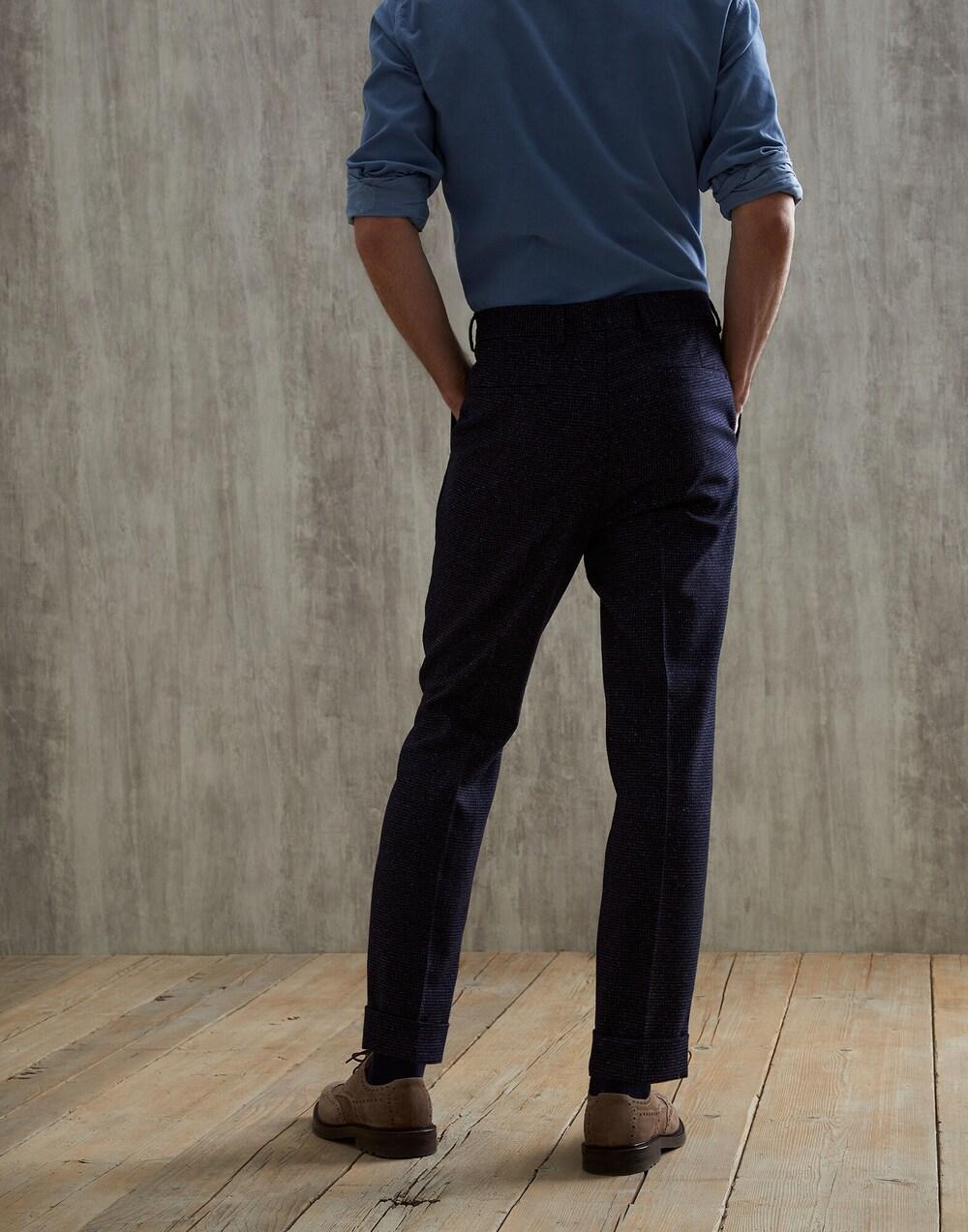 Blue Wool Casual Pants