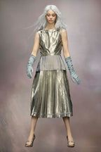 Silver Fibres Midi Skirt