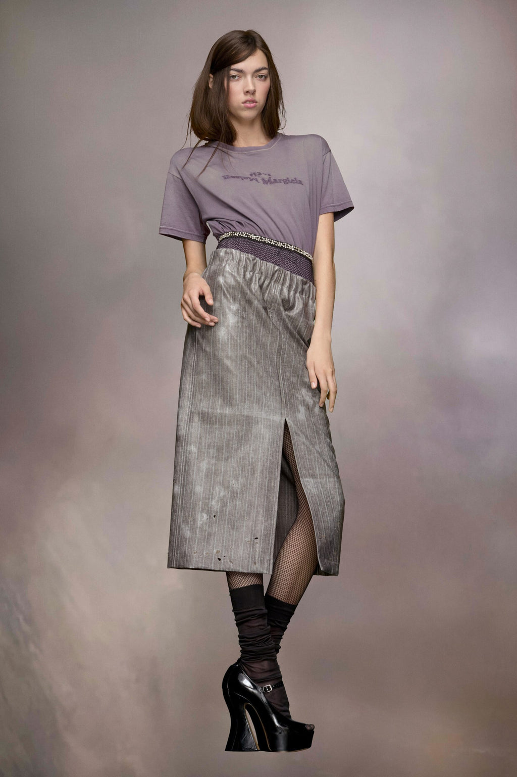 Bicolor Fibres Midi Skirt